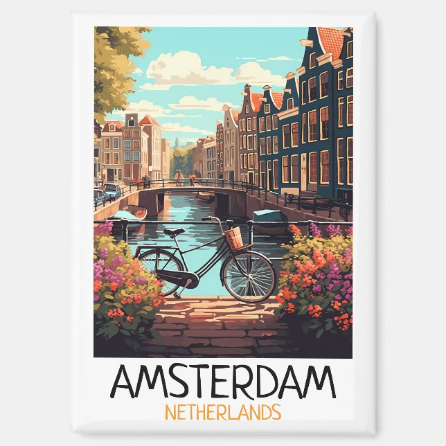Aimant Peinture vintage Amsterdam Pays-Bas (Recto)