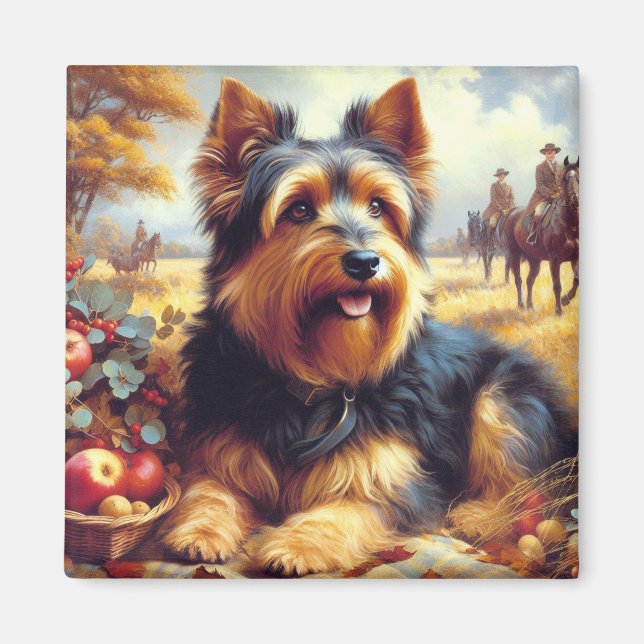 Aimant Peinture vintage australienne Terrier (Devant)
