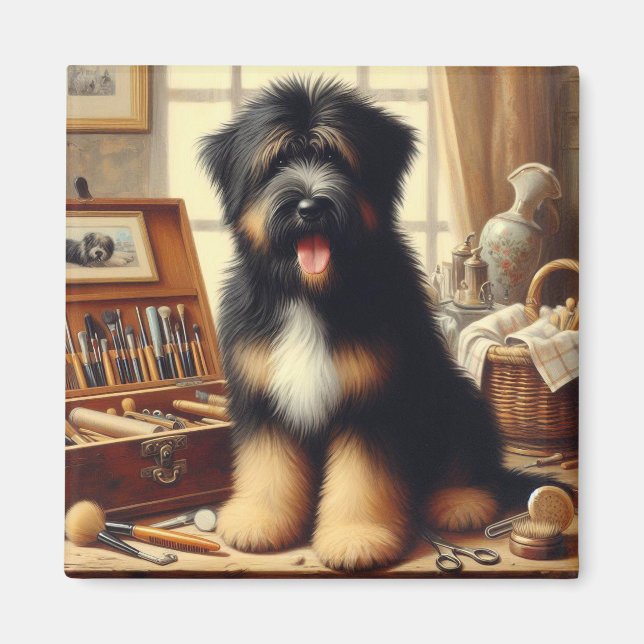 Aimant Peinture vintage de chien de garde (Devant)