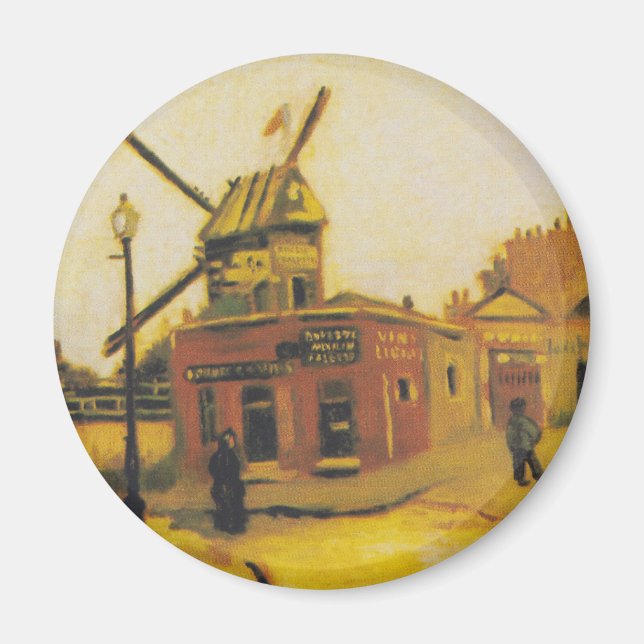 Aimant Peinture vintage de Van Gogh Moulin à vent Paris (Devant)