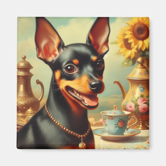 Aimant Peinture vintage Pinscher (Devant)