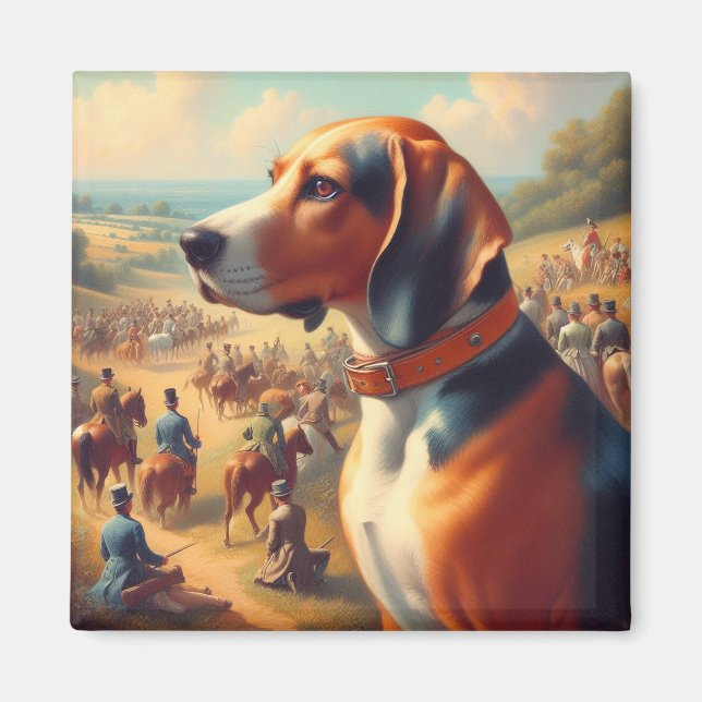Aimant Peinture vintage pour chien de collection (Devant)
