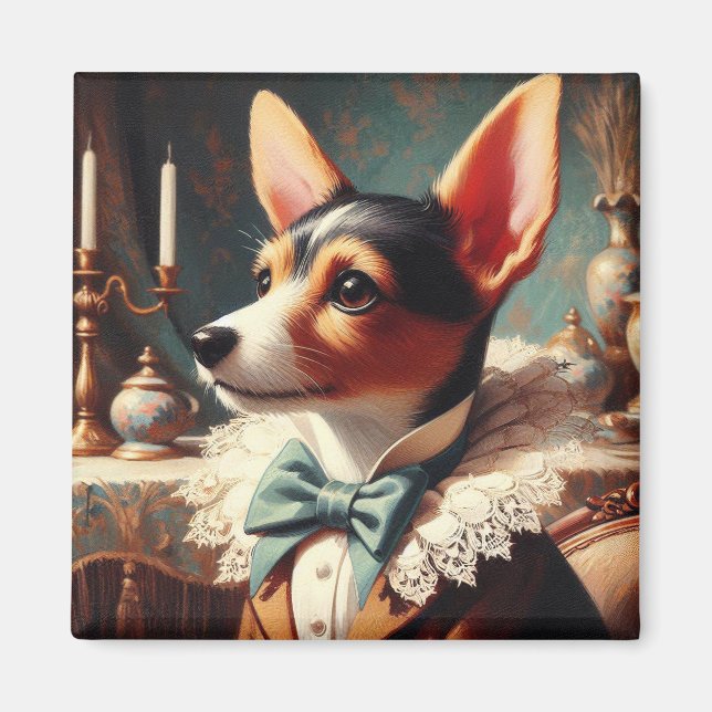 Aimant Peinture vintage Toy Fox Terrier (Devant)
