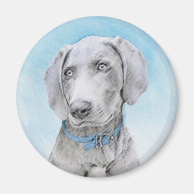 Aimant Peinture Weimaraner - Joli art original chien (Devant)