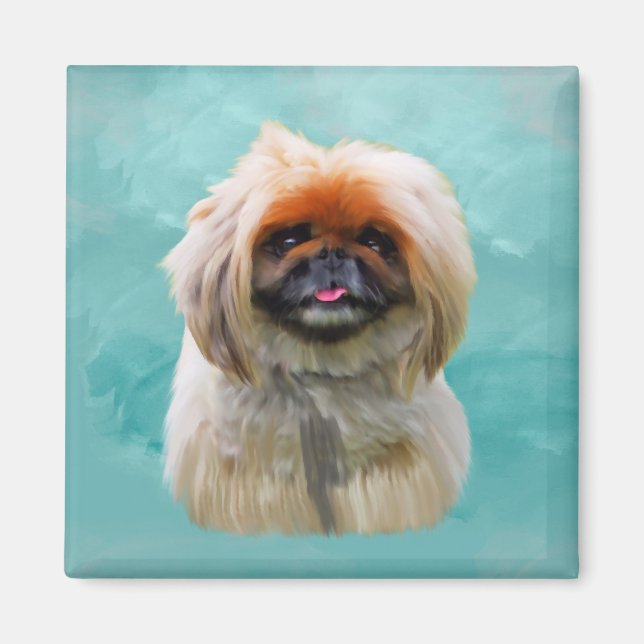 Aimant Pekingese Chien Aquarelle Art Portrait (Devant)