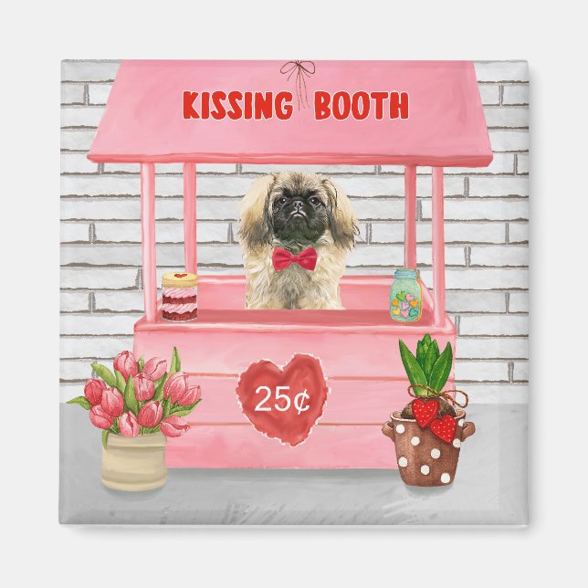 Aimant pekingese Chien Valentine's Day Kissing Booth (Devant)