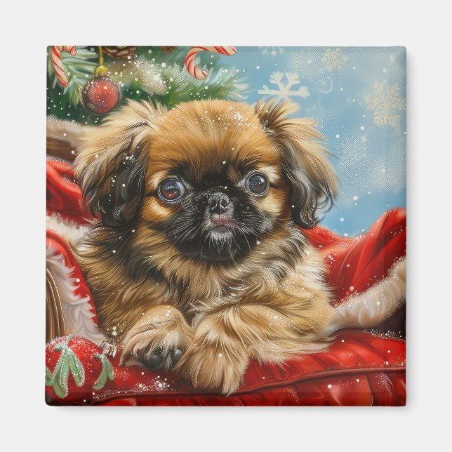 Aimant Pékinois Noël Festif (Devant)