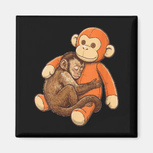 Aimant Peluche drôle et mignonne de singe qui s'étreint p