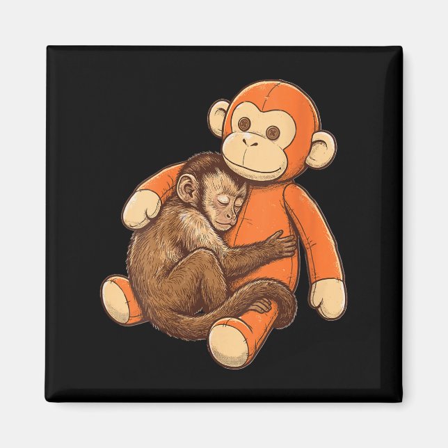 Aimant Peluche drôle et mignonne de singe qui s'étreint p (Devant)