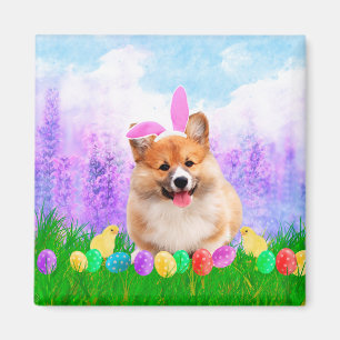 Aimant Pembroke Welsh Corgi avec oeufs de Pâques Bunny Ch