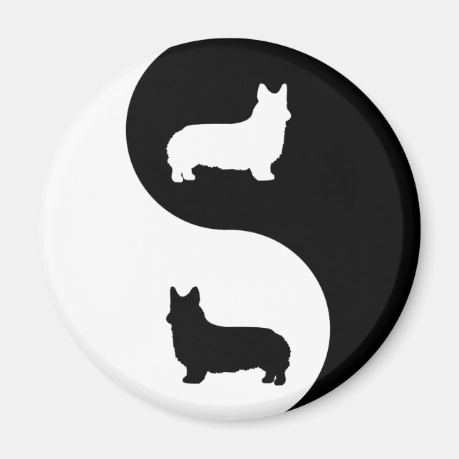 Aimant Pembroke Welsh Corgi Yin Yang (Devant)