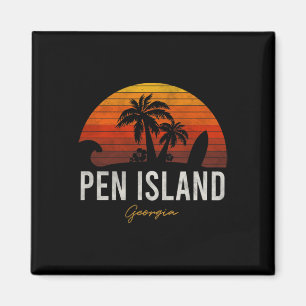 Aimant Pen Island Beach Georgia Ga Palms Surf de vacances