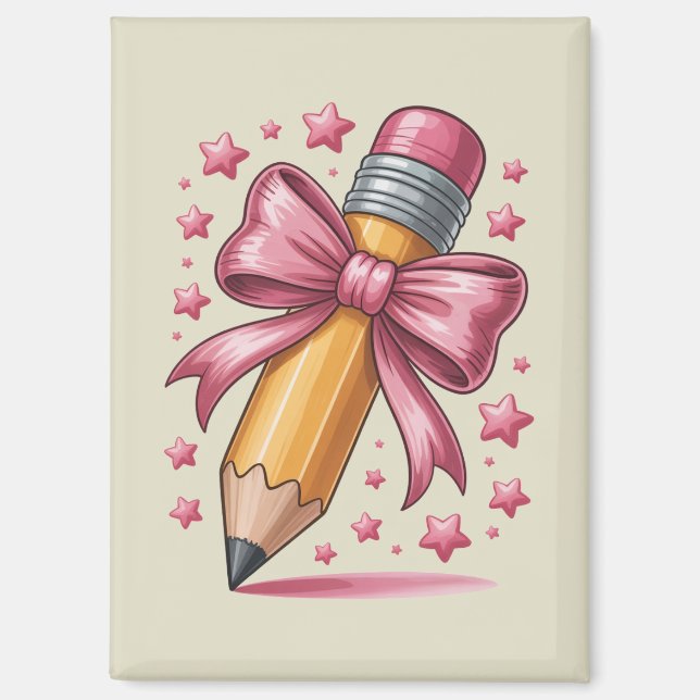 Aimant Pencil Coquette Bow Enseignant Appréciation School (Recto)