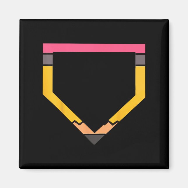 Aimant Pencil Home Plate Baseball Lovers Boys Kids Back T (Devant)