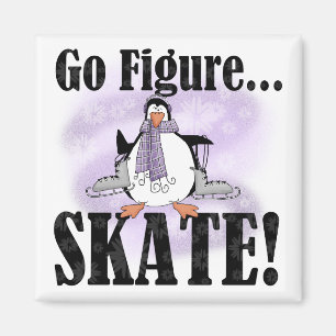 Aimant Penguin Go Figure Patinage T-shirts et cadeaux