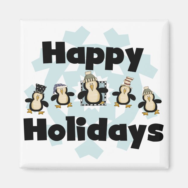 Aimant Penguin Happy Holidays Tshirts et cadeaux (Devant)