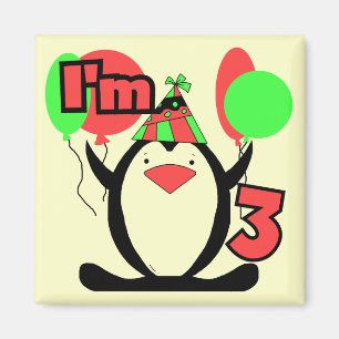 Aimant Penguin I'm 3 Anniversaire Tshirts et cadeaux