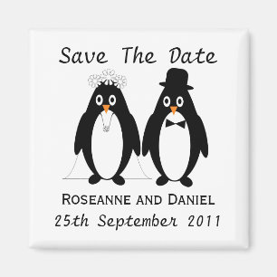 Aimant Penguin Save The Date Wedding Announcement