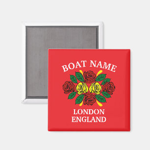 Aimant Péniche étroite Red Roses Nom du bateau Art folklo