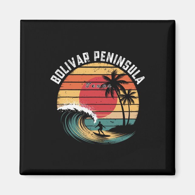 Aimant Péninsule de Bolivar Texas Plage Surf  (Devant)