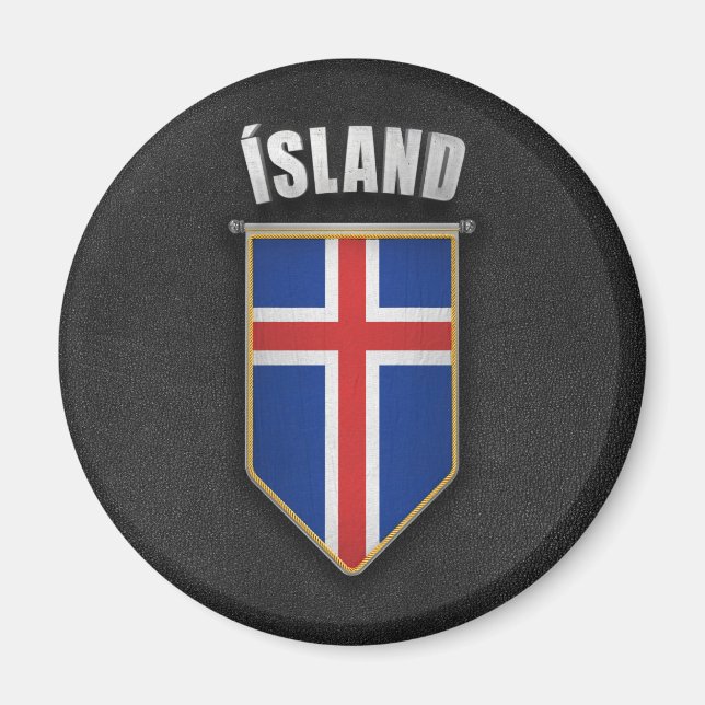 Aimant Pennant Islande avec look cuir de haute qualité (Devant)