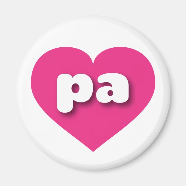 Aimant Pennsylvanie coeur rose chaud - I love pa pa (Devant)