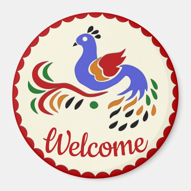 Aimant Pennsylvanie Dutch Hex Sign, ajouter du texte (Devant)