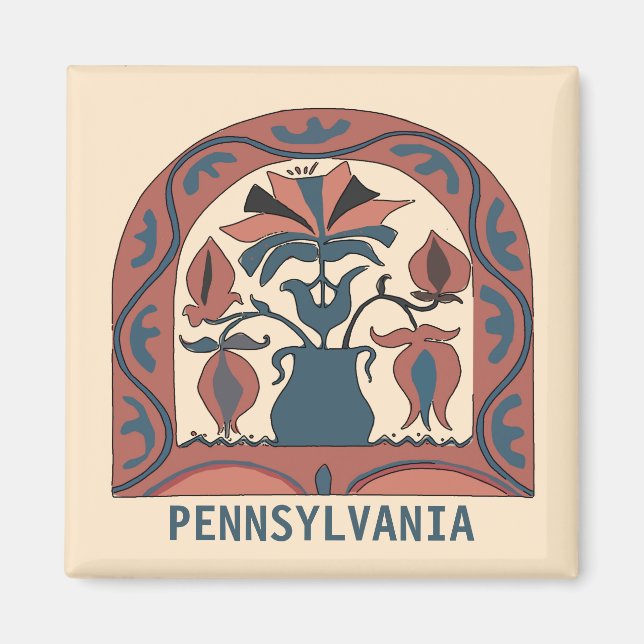Aimant Pennsylvanie Dutch Hex Sign, modifier le texte (Devant)