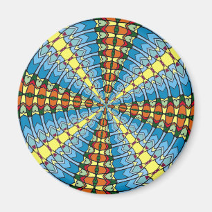 Aimant Pennsylvanie Dutch Hex Sign Spring Green and Blue