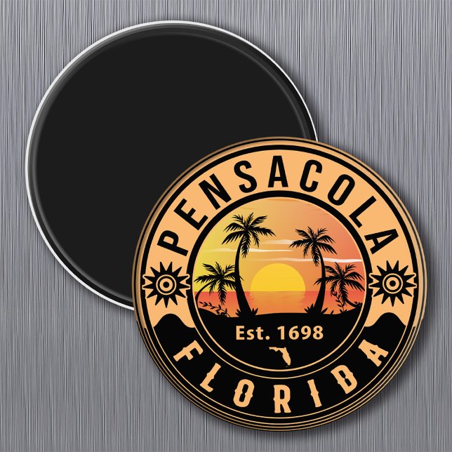 Aimant Pensacola Floride tropicale Retro Sunset Souvenirs (Créateur téléchargé)