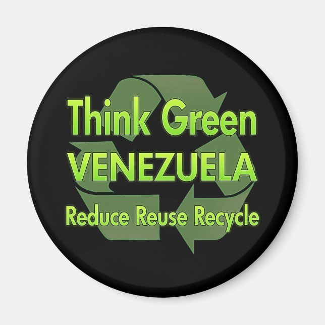 Aimant Pensez au Venezuela vert (Devant)
