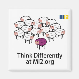 Aimant Pensez différemment - les moutons pourpres