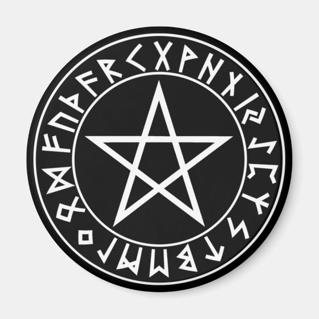 Aimant Pentacle de rune magnétique sur noir (Devant)
