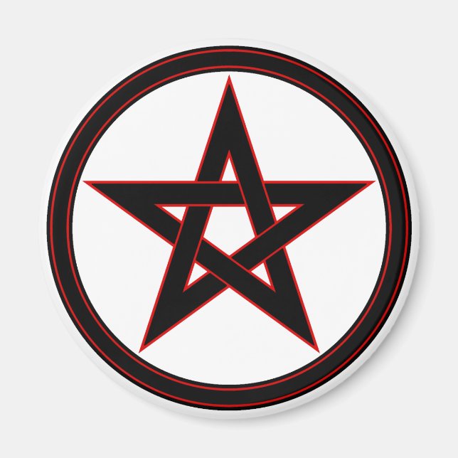 Aimant Pentacle noir et rouge (Devant)