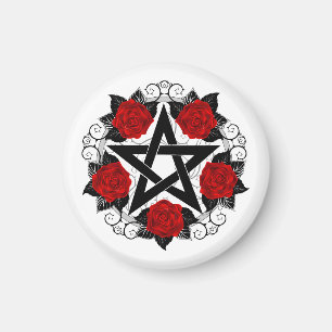 Aimant Pentagramme aux roses rouges