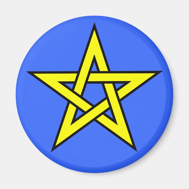 Aimant Pentagramme jaune sur bleu (Devant)