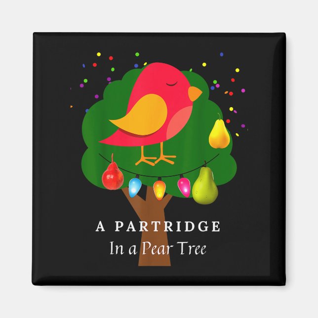 Aimant Perdrix dans un arbre fruitier Douze jours de Noël (Devant)