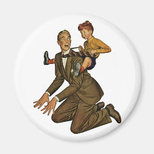 Aimant Père et fils vintages, Drôle, Fête des pères stupi