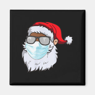 Aimant Père Noël 2020 avec masque facial noir afro-améric