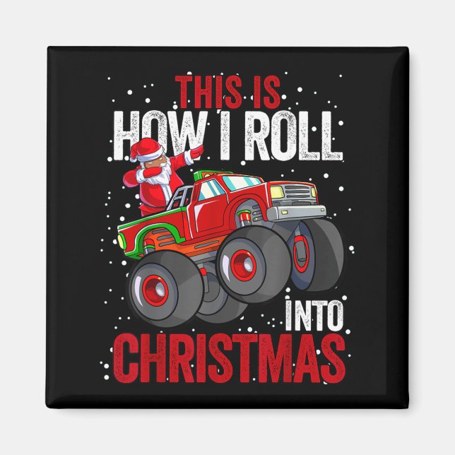 Aimant Père Noël Afro-Américain camion monstre C (Devant)