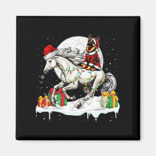 Aimant Père Noël Allemand Berger équitation Cheval de Noë