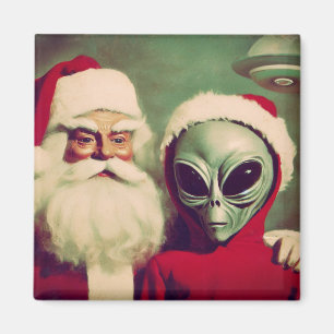 Aimant Père Noël avec l'Alien de l'espace Noël OVNI