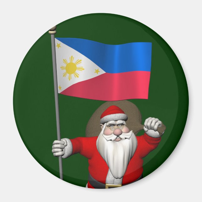 Aimant Père Noël Avec L'Enseigne Des Philippines (Devant)