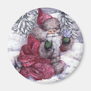 AIMANT PÈRE NOËL AVEC L'OISEAU BLEU