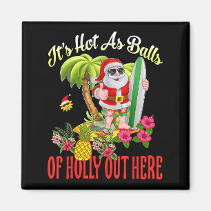 Aimant Père Noël Beach Hot Dès Noël Holly Drôle En Juil