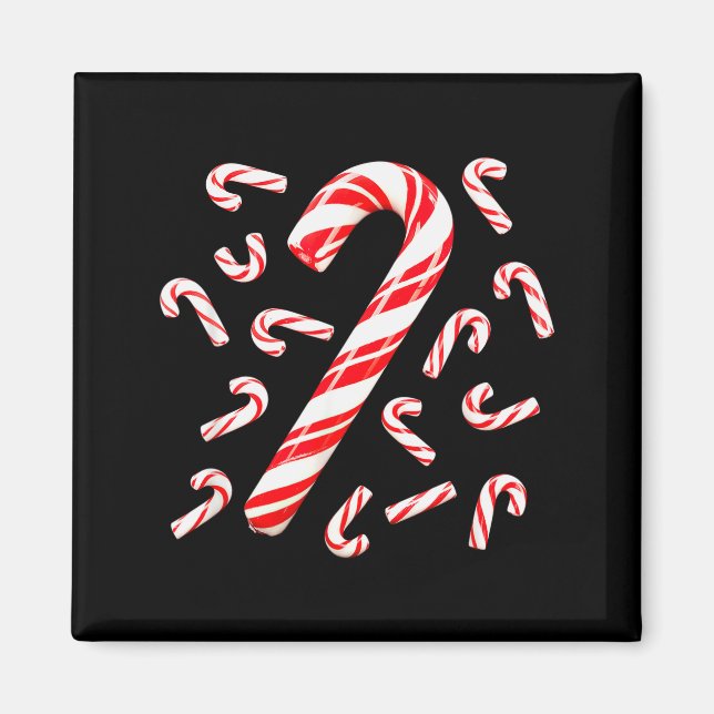 Aimant Père Noël bonbon rouge et blanc de Noël  (Devant)