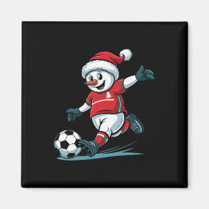 Aimant Père Noël bonhomme de neige jouant au football drô