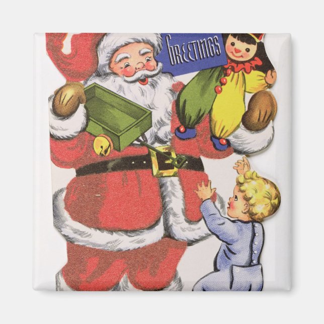 Aimant Père Noël, carte de Noël victorienne (Devant)