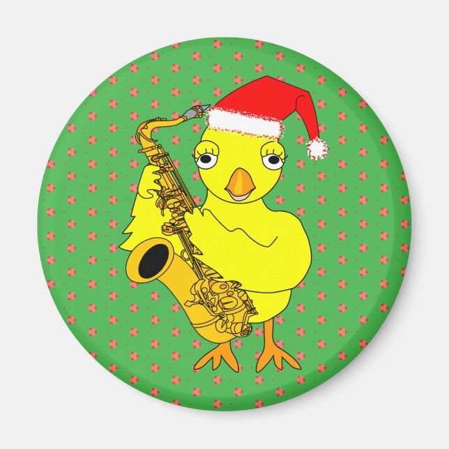 Aimant Père Noël Casquette Saxophone Chick (Devant)