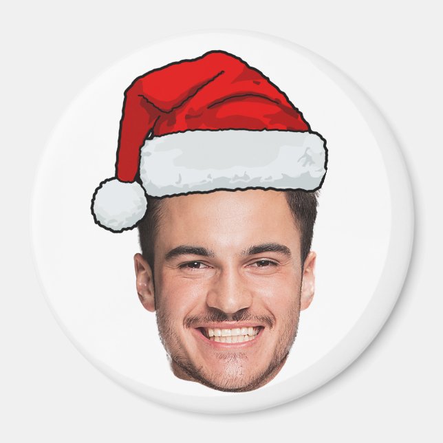 Aimant Père Noël Chapeau de Noël Photo de Visage Personna (Devant)